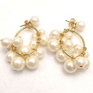 Vintage AVON Gold Tone Drop Dangle Faux Pearl Earrings #J219